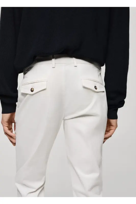 Tapered cut cotton cropped trousers-White - 8
