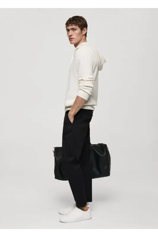 Tapered Fit Cotton Cropped Pants - Black - 8