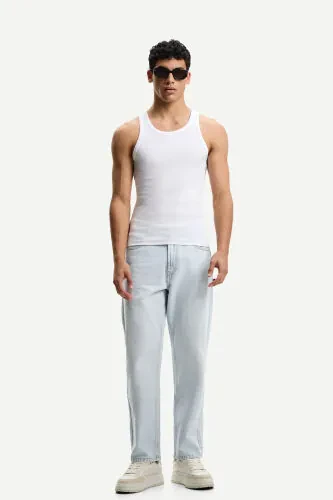 Tapered fit jean-Açık mavi - Bershka