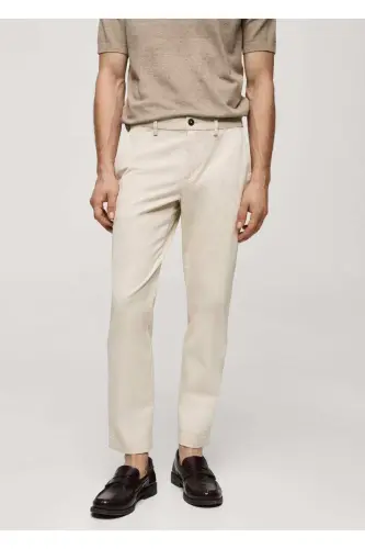 Tapered Kesim Pamuklu Cropped Pantolon-Açık/Pastel Gri 