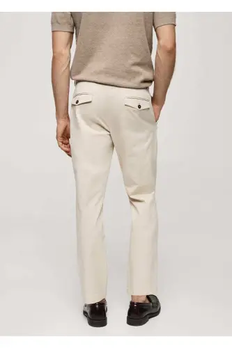 Tapered Kesim Pamuklu Cropped Pantolon-Açık/Pastel Gri - 4