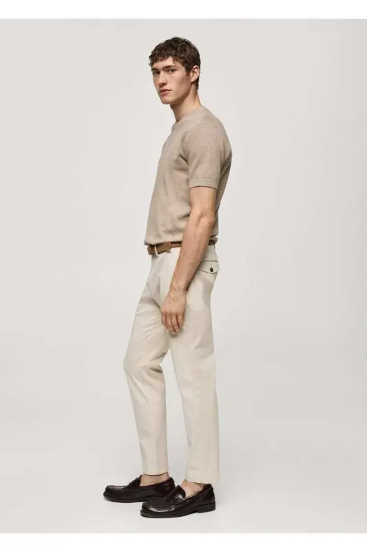 Tapered Kesim Pamuklu Cropped Pantolon-Açık/Pastel Gri - 6