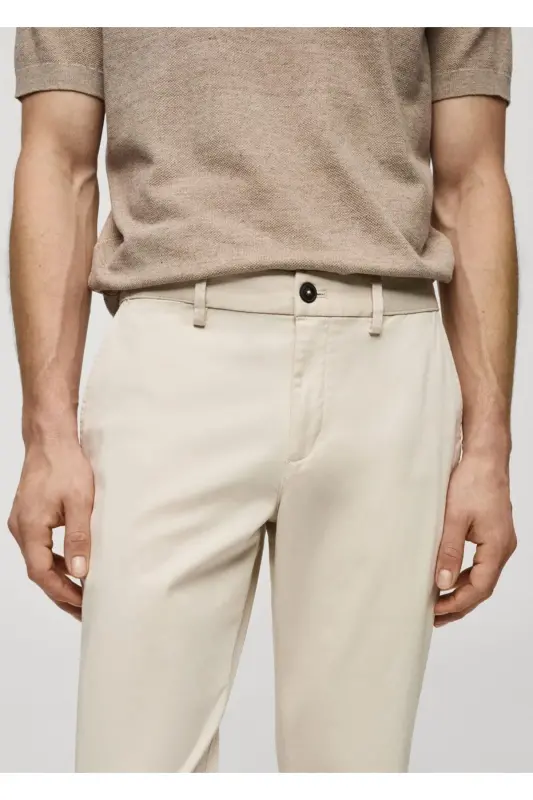 Tapered Kesim Pamuklu Cropped Pantolon-Açık/Pastel Gri - 7