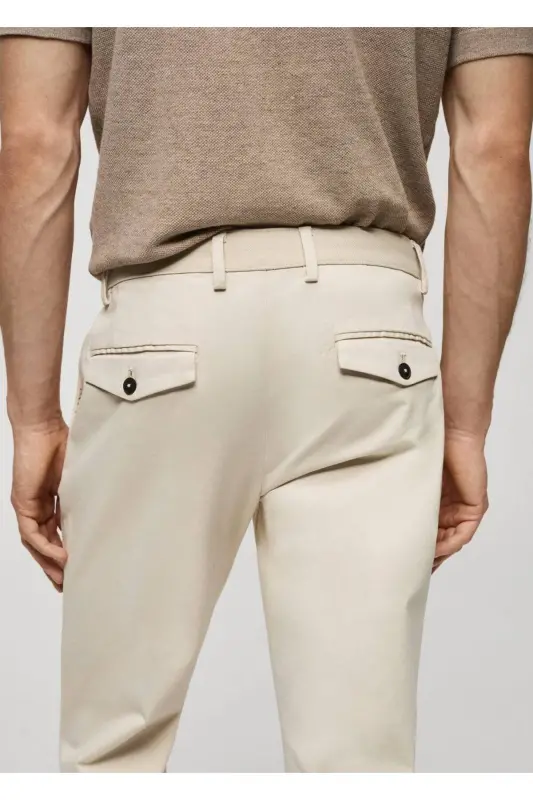 Tapered Kesim Pamuklu Cropped Pantolon-Açık/Pastel Gri - 8