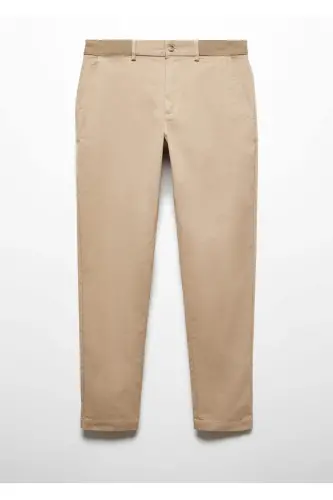 Tapered Kesim Pamuklu Cropped Pantolon - Bej - 3