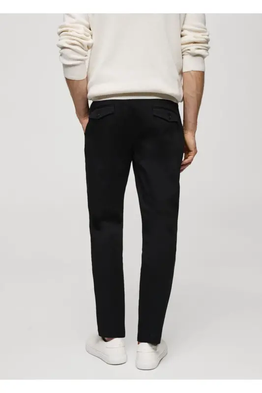 Tapered Kesim Paxtali Cropped Shim - Qora - 4