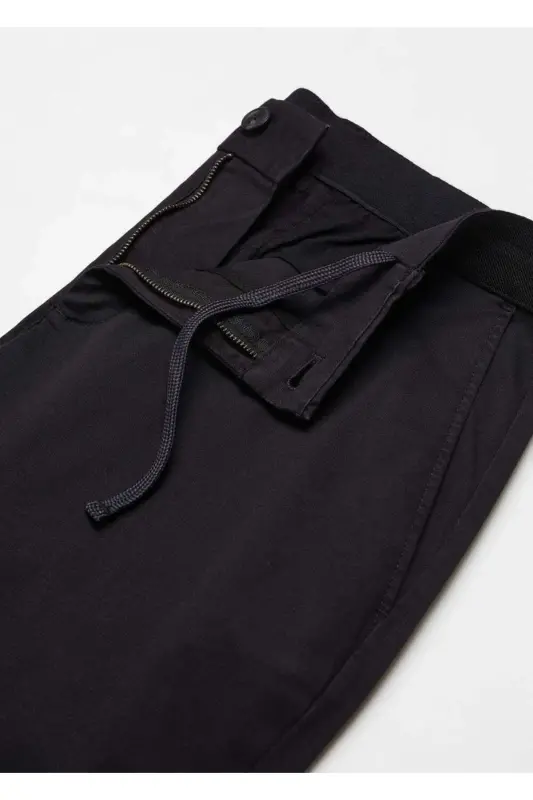 Tapered Kesim Paxtali Cropped Shim - Qora - 7