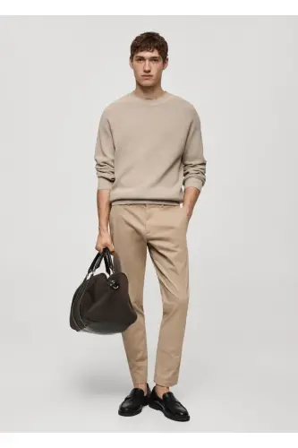 Tapered Kesimli Paxtali Cropped Shim - Bej - 2