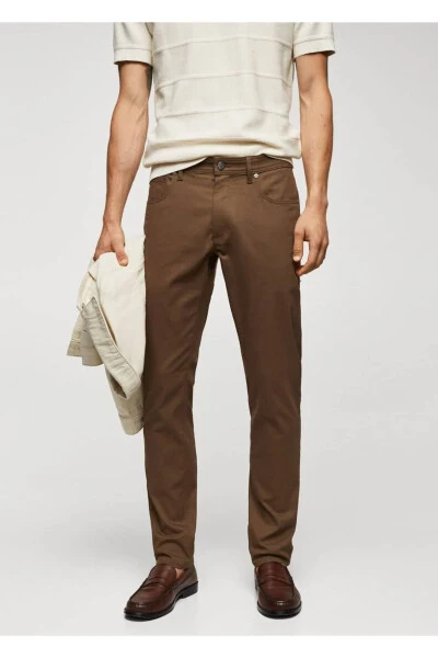 Tapered Serge Cotton Pants - MANGO MAN