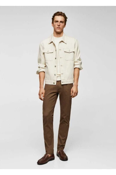 Tapered Serge Cotton Pants - MANGO MAN (1)