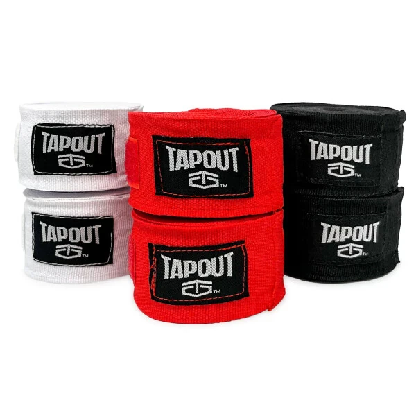 Tapout Multicolor Handwraps 6-Pack: (2) Black, (2) White, (2) Red - 1