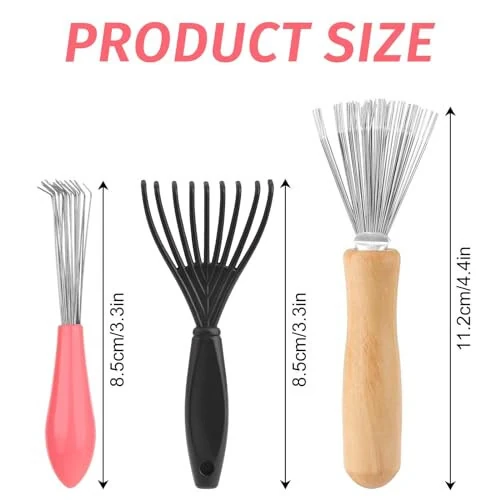 Comb and Brush Cleaner Tool Set - 3 Pieces with Rake Design for Home and Salon Use - Trinkrittey (1)