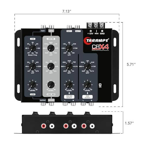 Taramps Crx4 Electronic 4 Way Crossover Rca Channels 8 Volts Rms Car Audio Processor Stereo Equalizer Great for Low/High with Bass Boost, Compact Size - 6