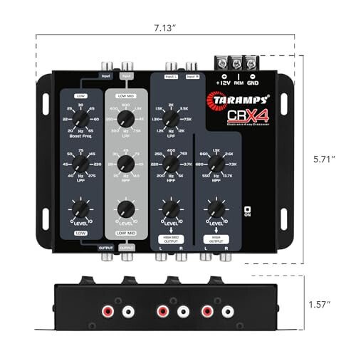 Taramps Crx4 Elektron 4 Yo'lli Krossover Rca Kanallari 8 Volt Rms Avtomobil Audio Protsessori Stereo Ekvayzer Bassni Kuchaytirish bilan Past/Yuqori uchun ajoyib, Ixcham O'lcham - 6