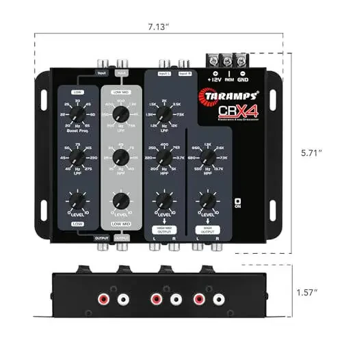 Taramps Crx4 Elektron 4 Yo'lli Krossover Rca Kanallari 8 Volt Rms Avtomobil Audio Protsessori Stereo Ekvayzer Bassni Kuchaytirish bilan Past/Yuqori uchun ajoyib, Ixcham O'lcham - 6