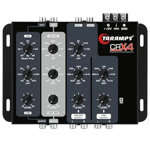 Taramps Crx4 Electronic 4 Way Crossover Rca Channels 8 Volts Rms Car Audio Processor Stereo Equalizer Great for Low/High with Bass Boost, Compact Size - 1