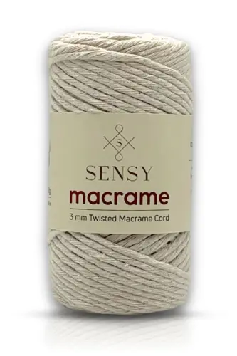 Taranadigan Makrame Ip 3mm Taranadigan Paxta Makrame Ip Makrame Ipi Tabiiy Oq-Tabiiy Oq - 1