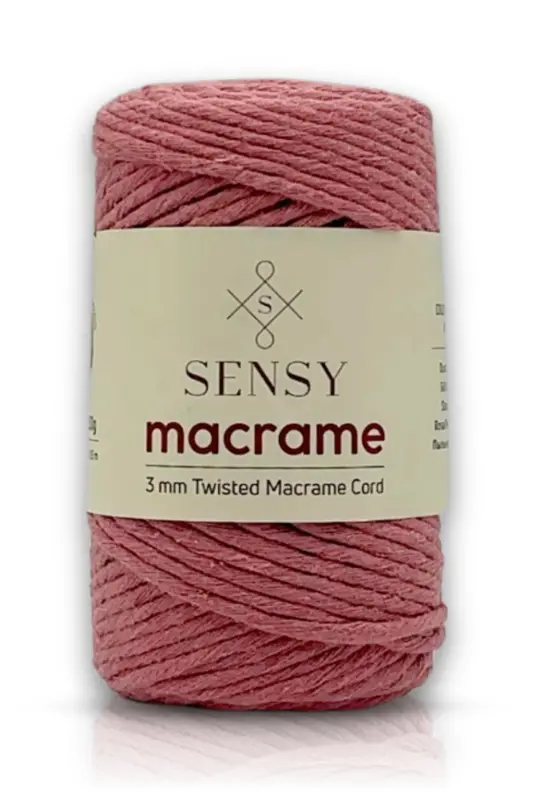 Taranan Makrome İpi 3mm Taranabilir Pamuk Makrome İpi Makrame İpi Gül Kurusu-Gül Kurusu - SENSY