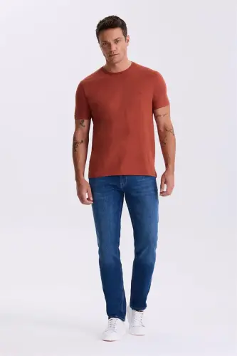 Tarçın %100 Pamuk Slim Fit Bisiklet Yaka Basic T-Shirt - JAKAMEN (1)
