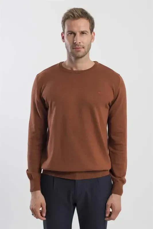 Tarçın Slim Fit Bisiklet Yaka Triko Kazak - 3