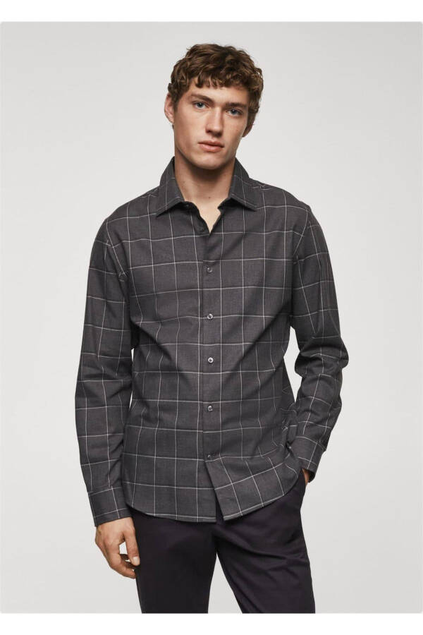 Tartan paxta flanel ko'ylak - 1