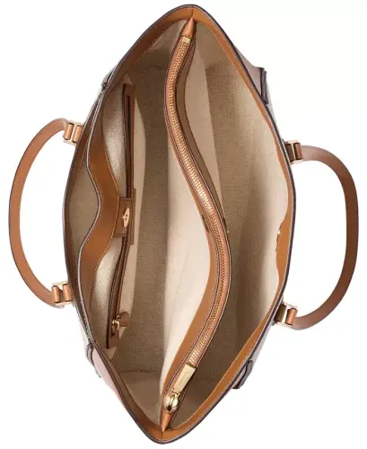 Taryn Logo Large Top Zip Tote-Vanilla/ac - 4