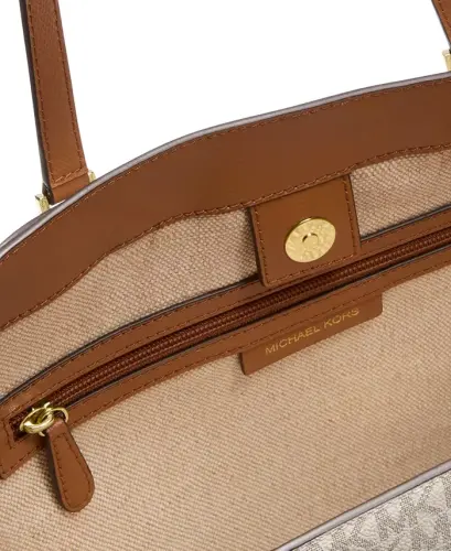 Taryn Logo Large Top Zip Tote-Vanilla/ac - 5