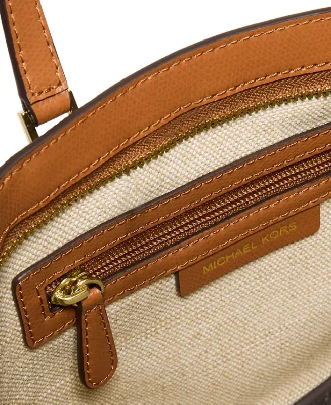 Taryn Small Signature Logo and Leather Convertible Crossbody - Brn/acorn - 5