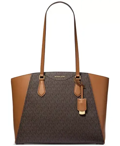 Taryn Logo Large Top Zip Tote-Brn/acorn 
