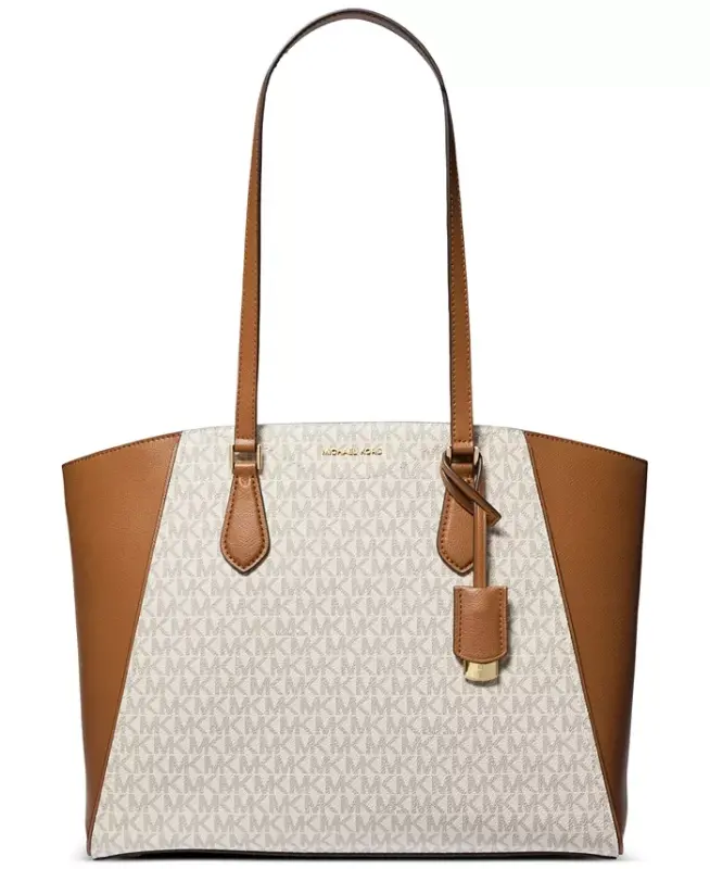 Taryn Logo Large Top Zip Tote-Vanilla/ac - 1