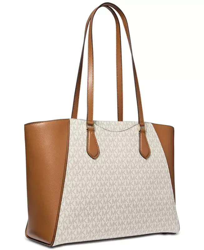 Taryn Logo Large Top Zip Tote-Vanilla/ac - 3