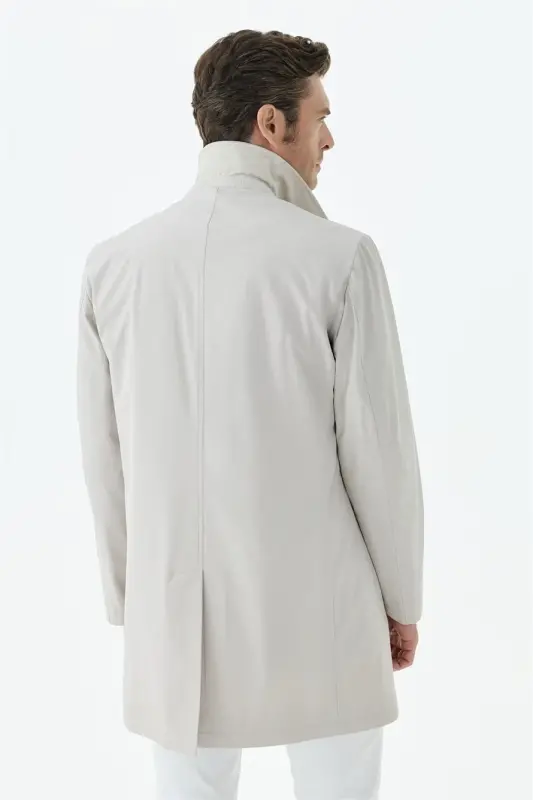 Taş Comfort Fit Berberi Yaka Gizli Düğmeli Mont - 6