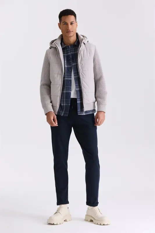 Taş Comfort Fit Hooded Sweater Arm Winter Jacket - 1