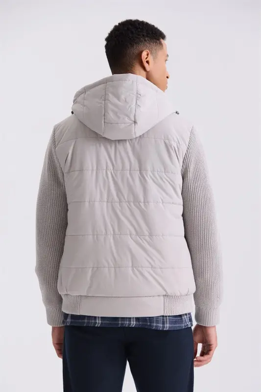 Taş Comfort Fit Hooded Sweater Arm Winter Jacket - 3