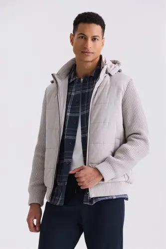 Taş Comfort Fit Hooded Sweater Arm Winter Jacket - 4