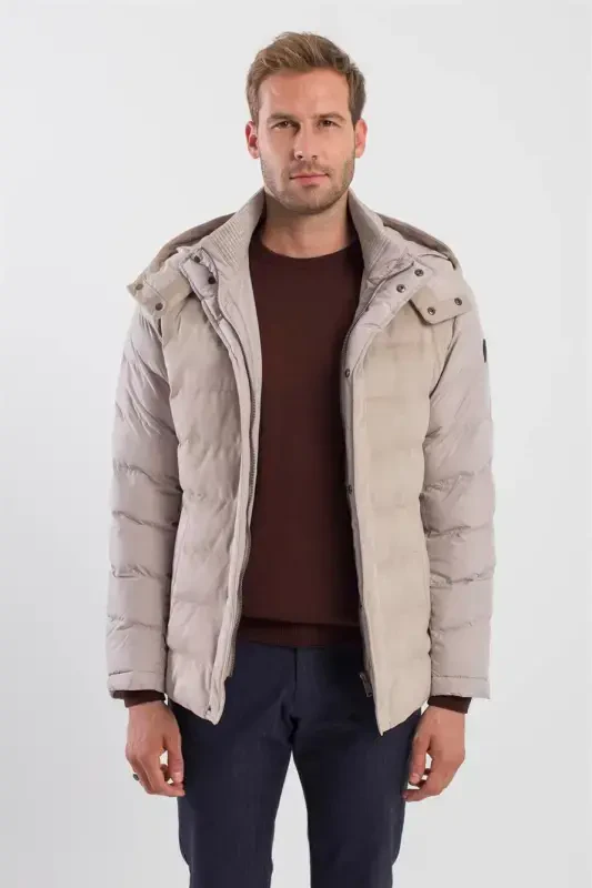 Taş Comfort Fit Kapüşonlu Şişme Mont - 1