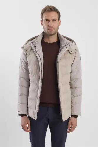 Taş Comfort Fit Kapüşonlu Şişme Mont - 1