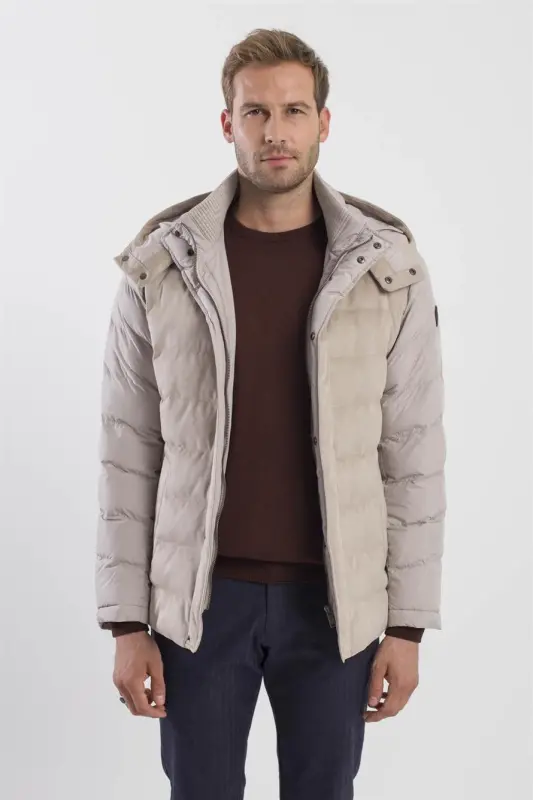 Taş Comfort Fit Kapüşonlu Şişme Mont - 1