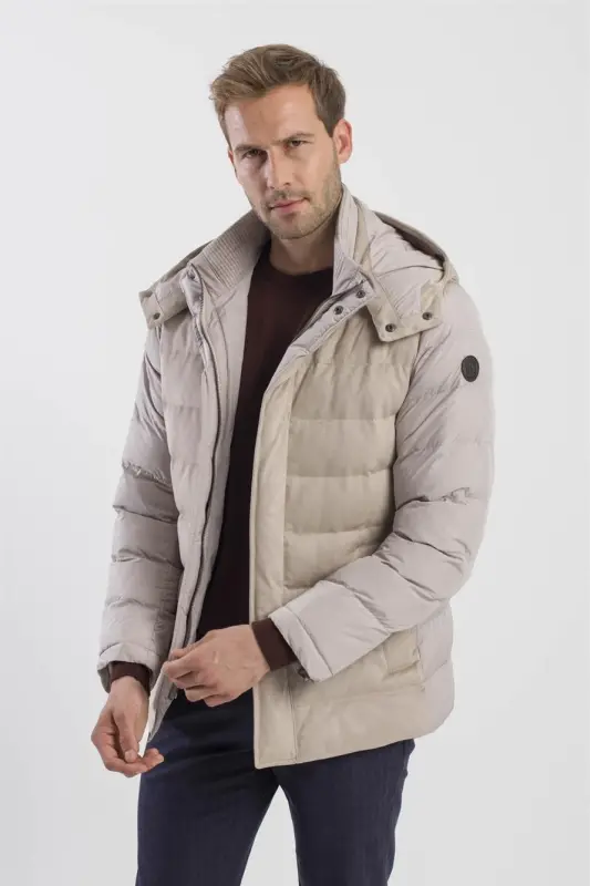 Taş Comfort Fit Kapüşonlu Şişme Mont - 3