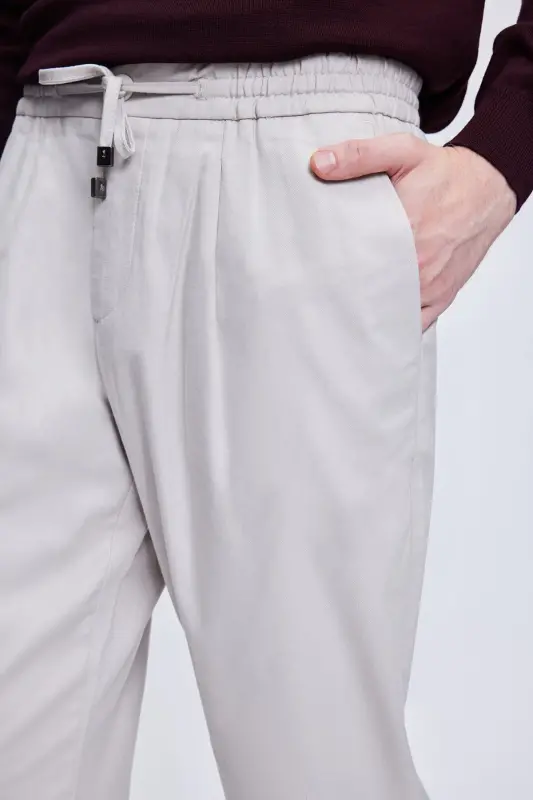 Taş Dinamik Fit Yandan Cepli Kanvas Pantolon-Taş - 3