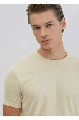 Taş Düz Bisiklet Yaka T-Shirt-Taş - 4