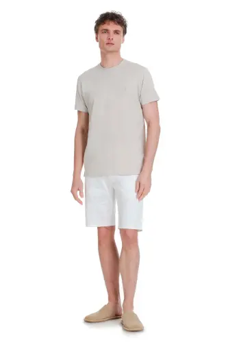 Taş Regular Fit 100% Pamuk Bisiklet Yaka Tişört - Taş - HATEMOĞLU (1)