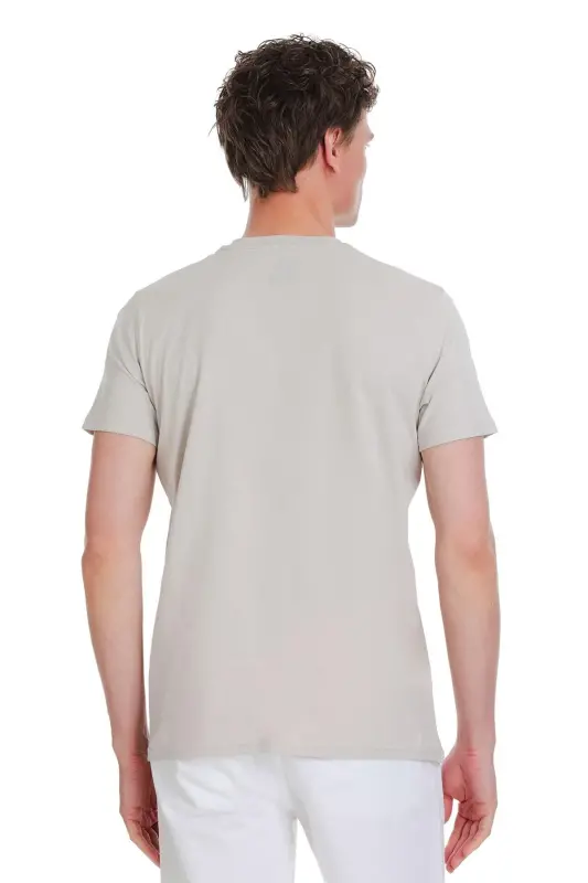 Taş Regular Fit 100% Pamuk Bisiklet Yaka Tişört - Taş - 5