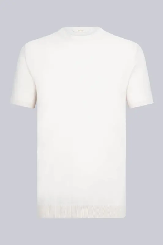 Taş Regular Fit Bisiklet Yaka Rayon Tişört - Taş - HATEMOĞLU