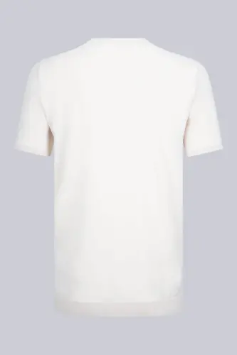 Taş Regular Fit Bisiklet Yaka Rayon Tişört - Taş - HATEMOĞLU (1)