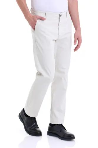 Taş Regular Fit Düz Pamuklu Yandan Cep Kanvas Pantolon-Taş - 2