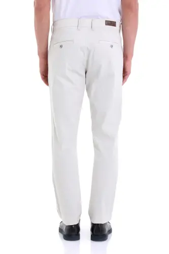 Taş Regular Fit Düz Pamuklu Yandan Cep Kanvas Pantolon-Taş - 5