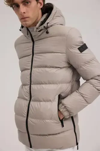 Taş Regular Fit Kapüşonlu Şişme Kışlık Mont - 3