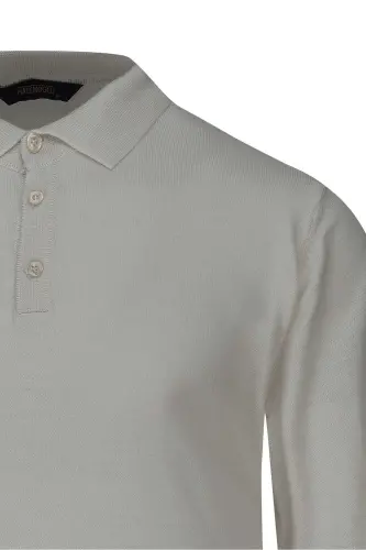Taş Regular Fit Polo Yaka Yünlü Kazak-Taş - HATEMOĞLU (1)