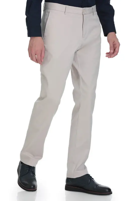 Taş Regular Fit Yandan Cepli Pamuklu Kanvas Pantolon-Taş - 1